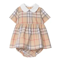 Geruite katoenen jurk met bloeiers