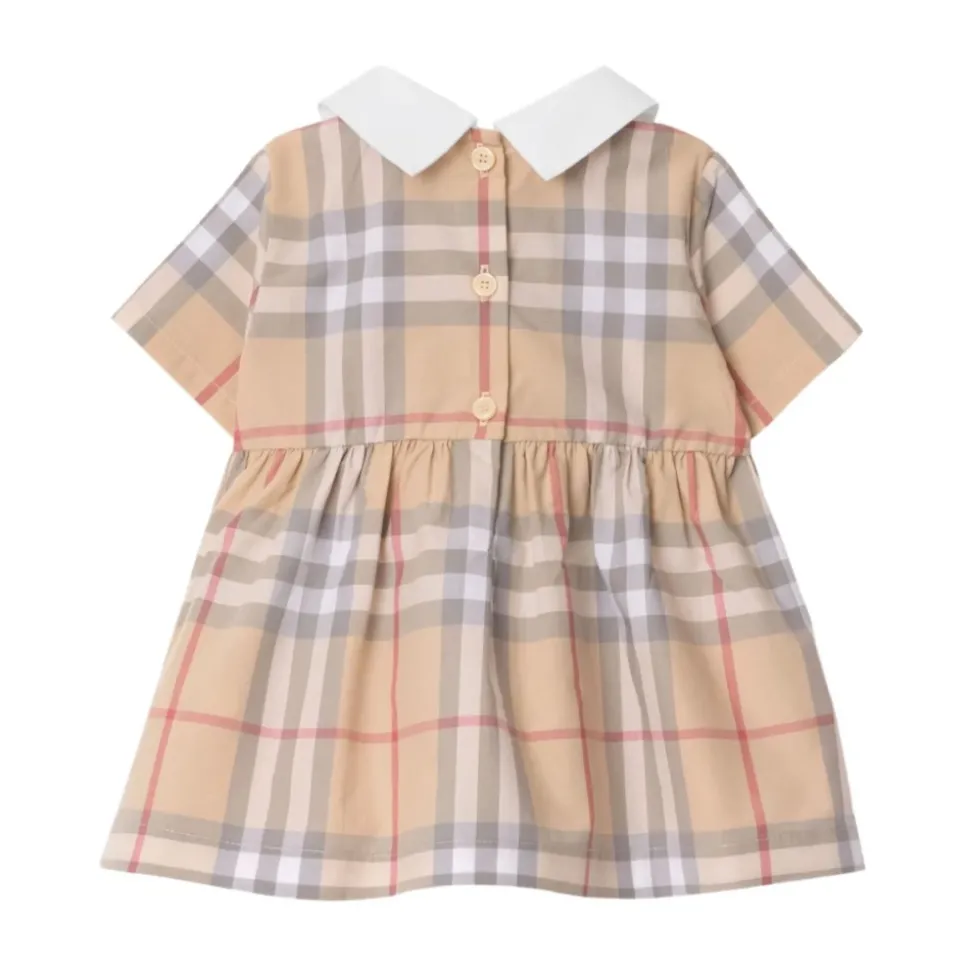 Geruite katoenen jurk met bloeiers