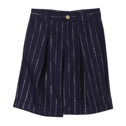 Gestreept geplooide shorts met opgerolde zoom
