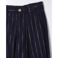 Gestreept geplooide shorts met opgerolde zoom