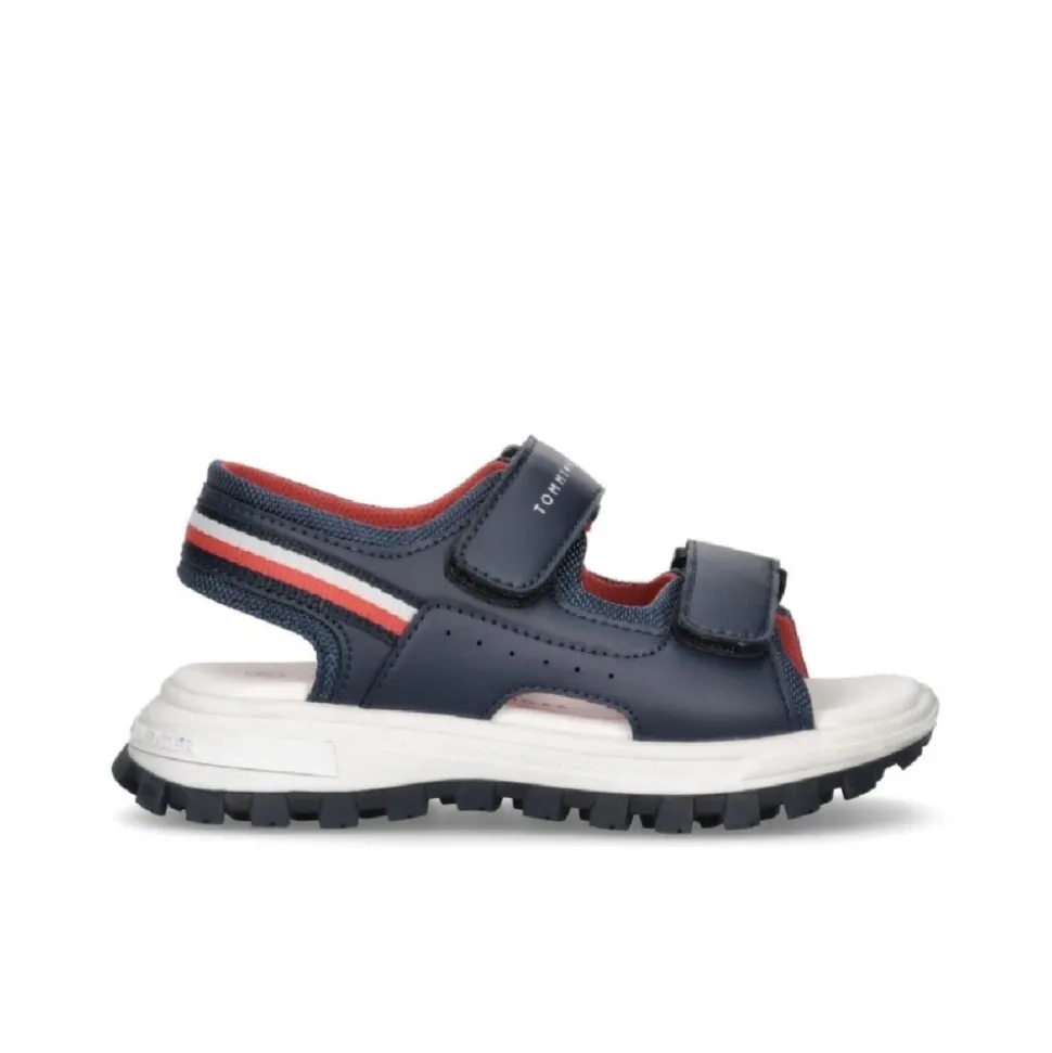 Gestreept klittenband sandalen