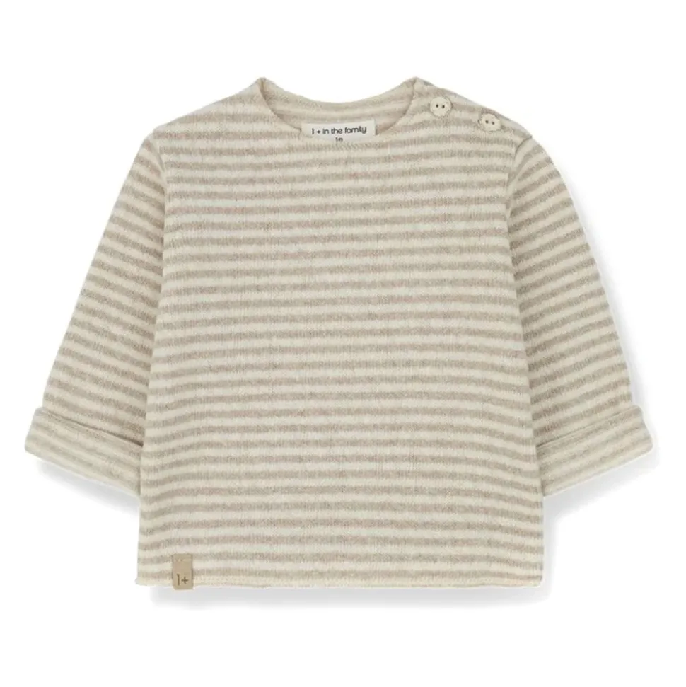 Gestreepte Beige Trui met Lange Mouwen