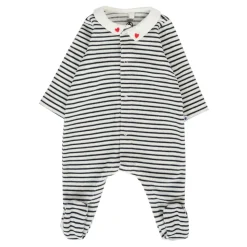 Gestreepte Chenille Jumpsuit met Harten Borduurwerk