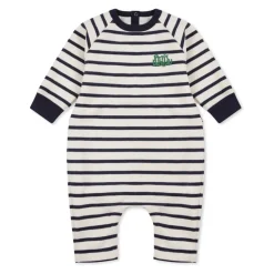Gestreepte katoenen fleece rompers