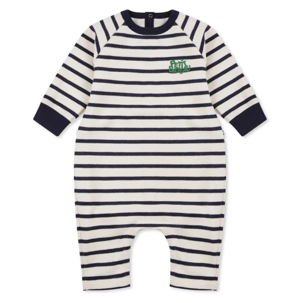 Gestreepte katoenen fleece rompers