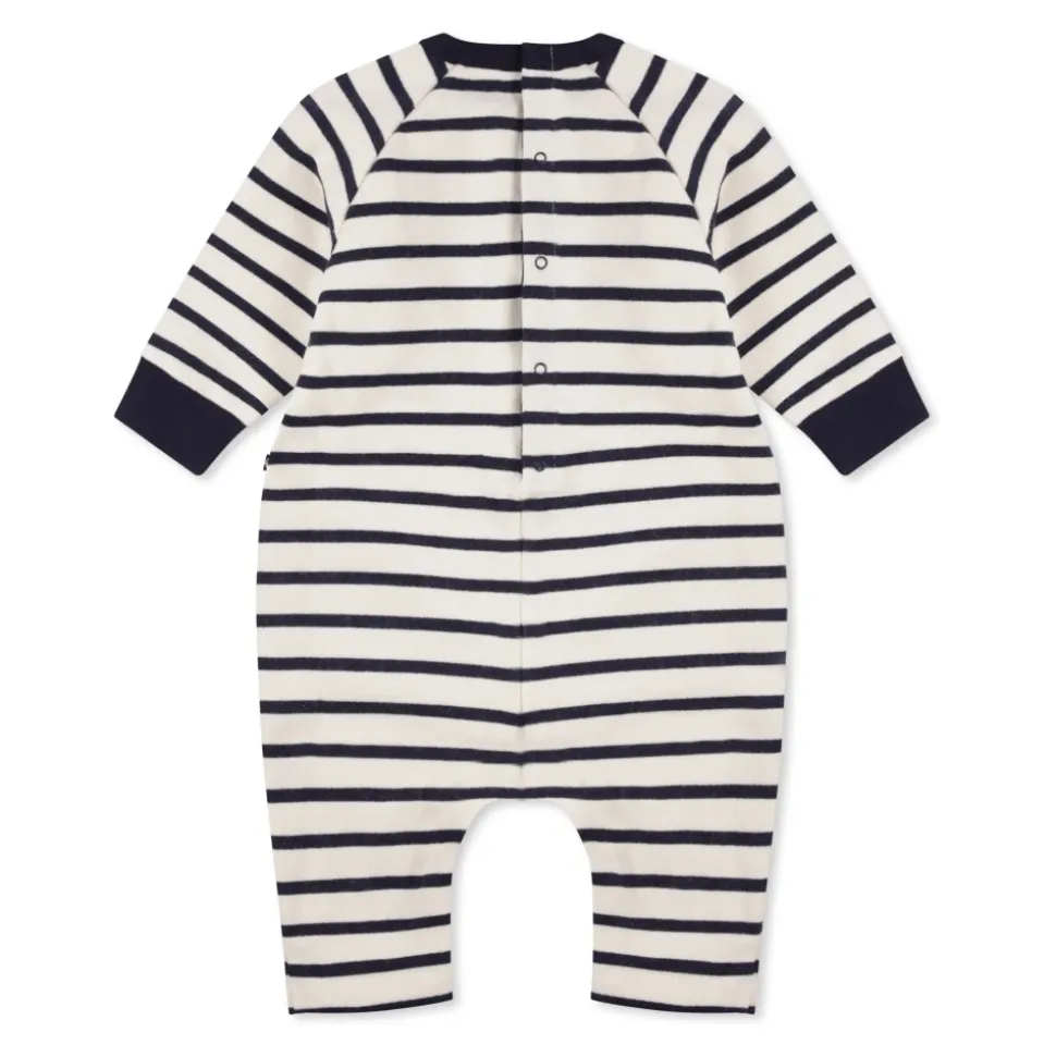 Gestreepte katoenen fleece rompers