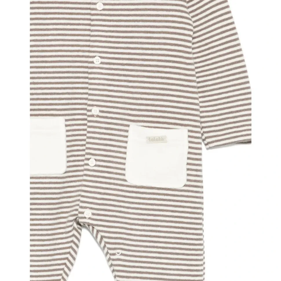 Gestreepte Romper Jurk in Bruin