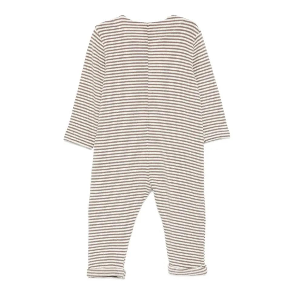 Gestreepte Romper Jurk in Bruin