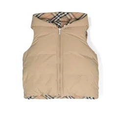 Gewatteerd Omkeerbaar Mouwloos Vest met Capuchon