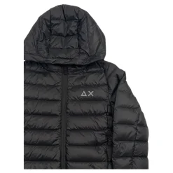 Gewatteerde capuchon kinderjas zwart