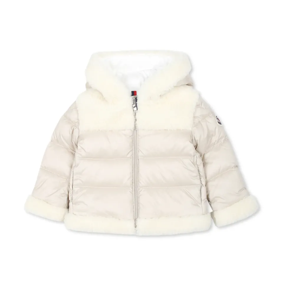 Gewatteerde Ivoor Donsjas met Shearling