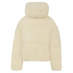 Gewatteerde Ivoor Shearling Donsjas