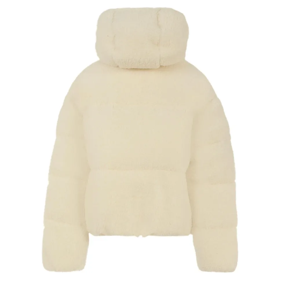 Gewatteerde Ivoor Shearling Donsjas