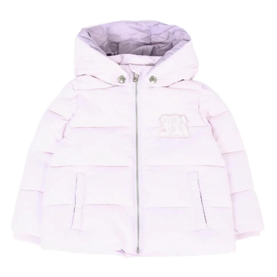 Gewatteerde Lila Donsjas met Afneembare Capuchon