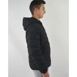 Gewatteerde Nylon Fullzip Jas met Capuchon