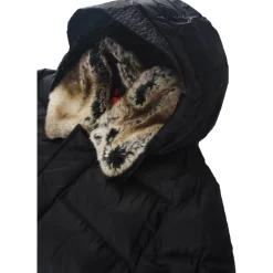 Gewatteerde nylon jas met imitatiebont