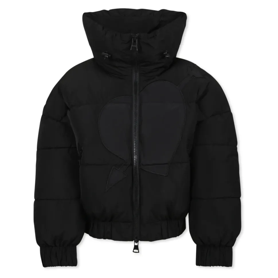 Gewatteerde Zwarte Crop Donsjas