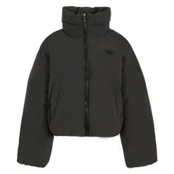 Gewatteerde Zwarte Crop Donsjas