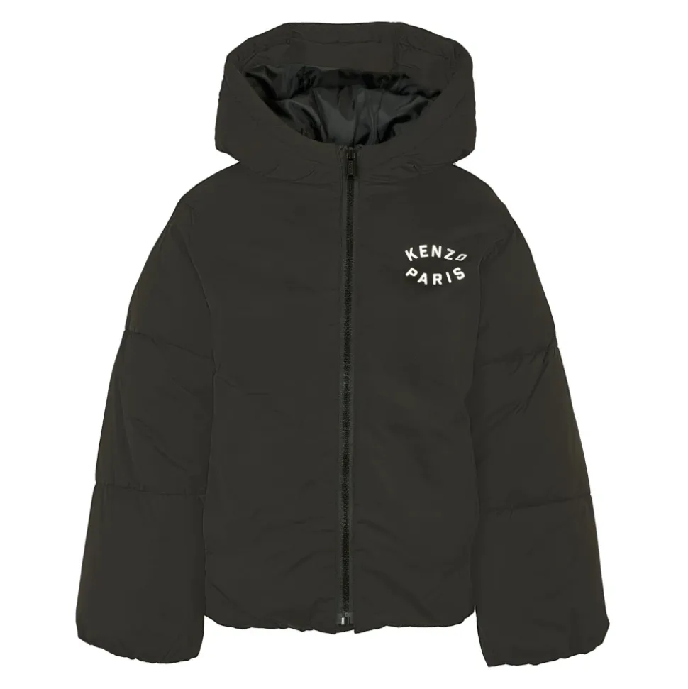 Gewatteerde Zwarte Donsjas met Tijger