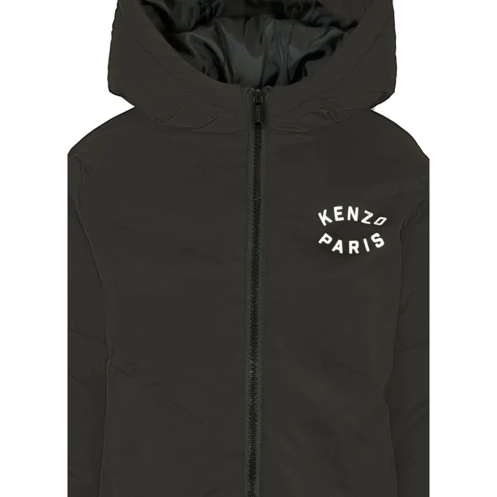 Gewatteerde Zwarte Donsjas met Tijger