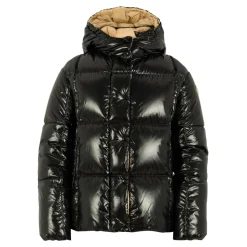 Gewatteerde Zwarte Donsjas met Capuchon