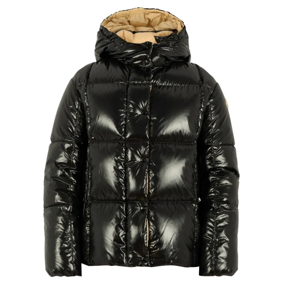 Gewatteerde Zwarte Donsjas met Capuchon