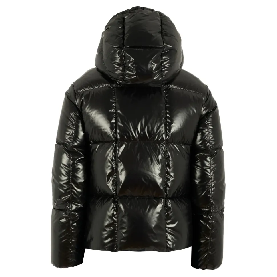 Gewatteerde Zwarte Donsjas met Capuchon