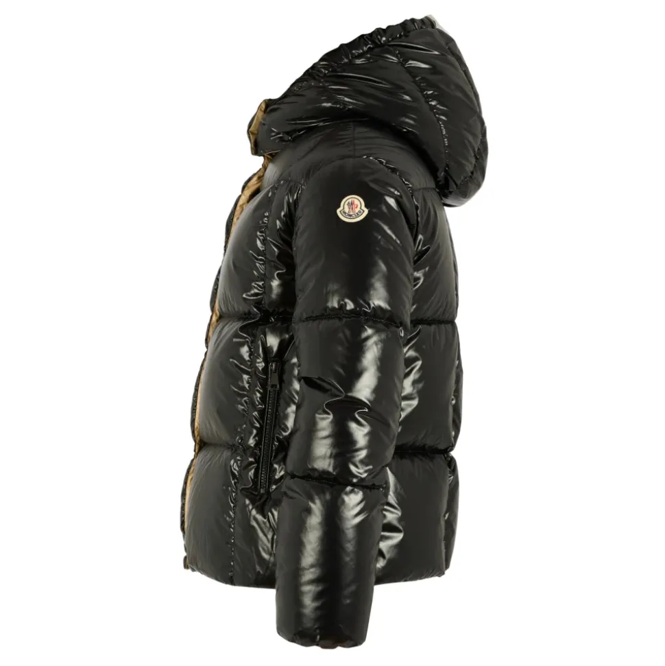 Gewatteerde Zwarte Donsjas met Capuchon