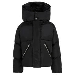 Gewatteerde Zwarte Donsjas met Capuchon