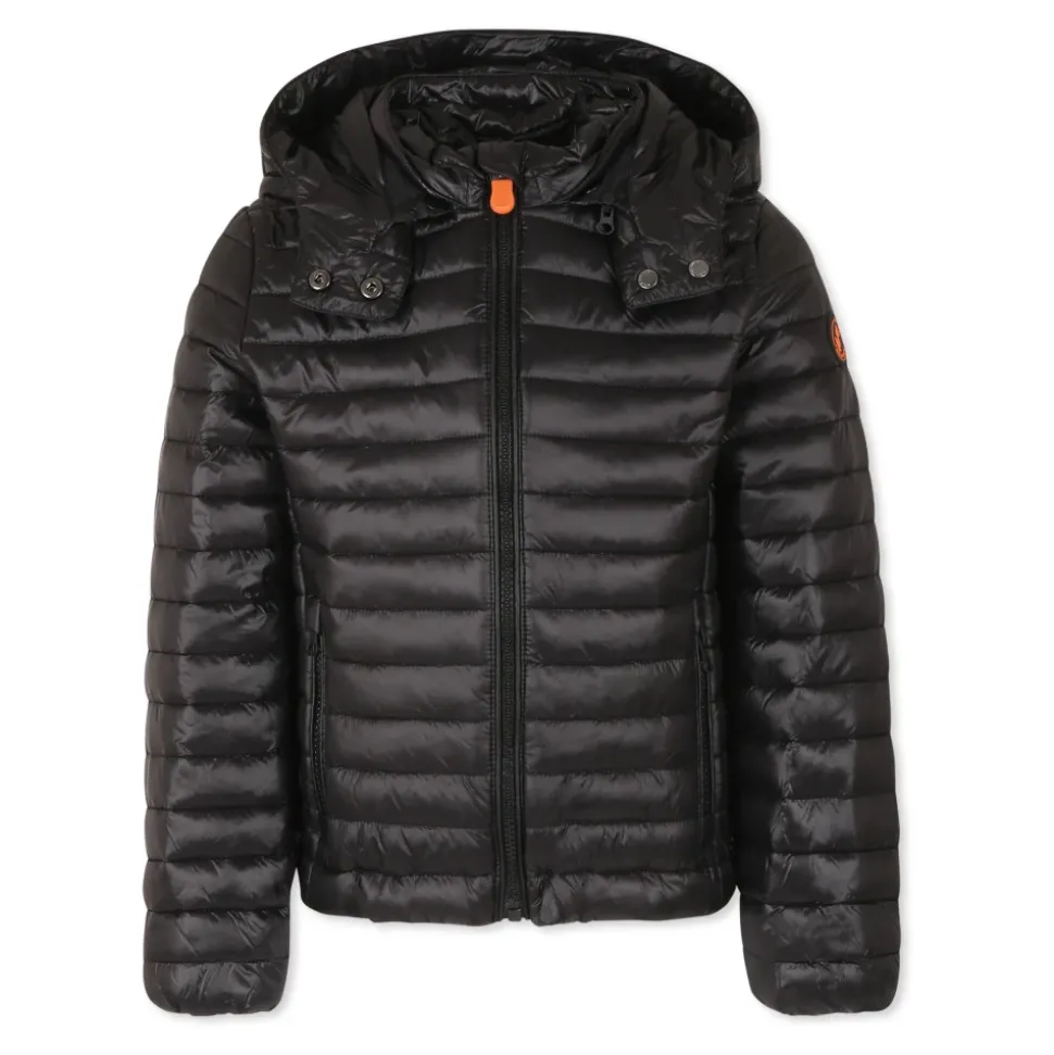 Gewatteerde Zwarte Donsjas met Capuchon