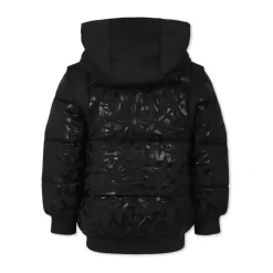 Gewatteerde Zwarte Donsjas met Logo