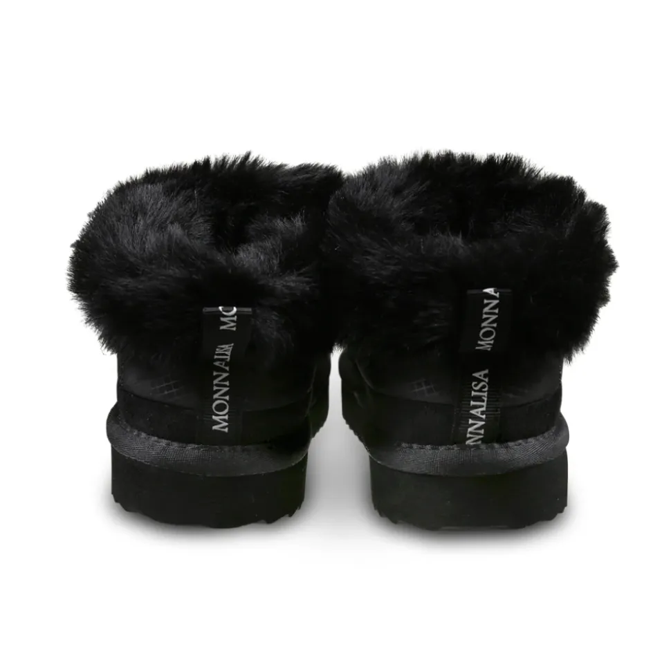 Gewatteerde Zwarte Instappers met Nepbont