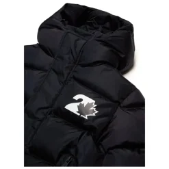 Glanzende Nylon Gewatteerde Jas met Capuchon