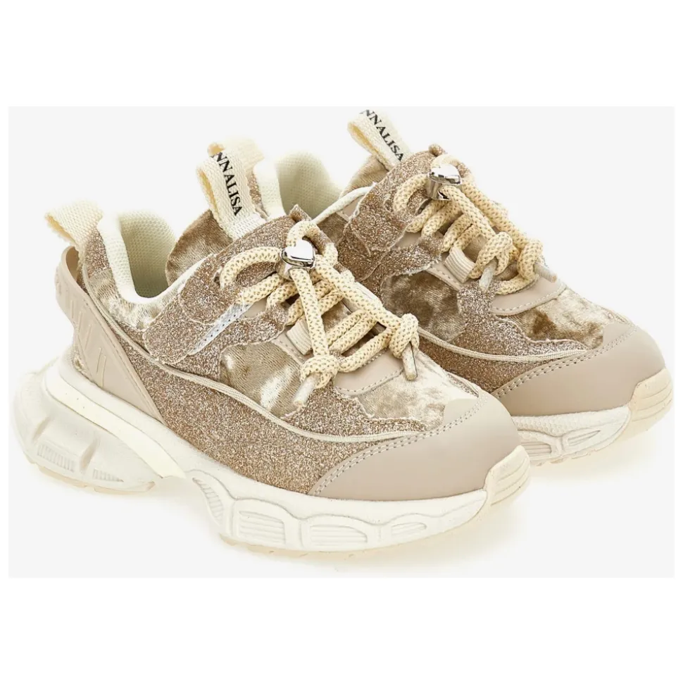 Glitter Chunky Sneakers in Beige
