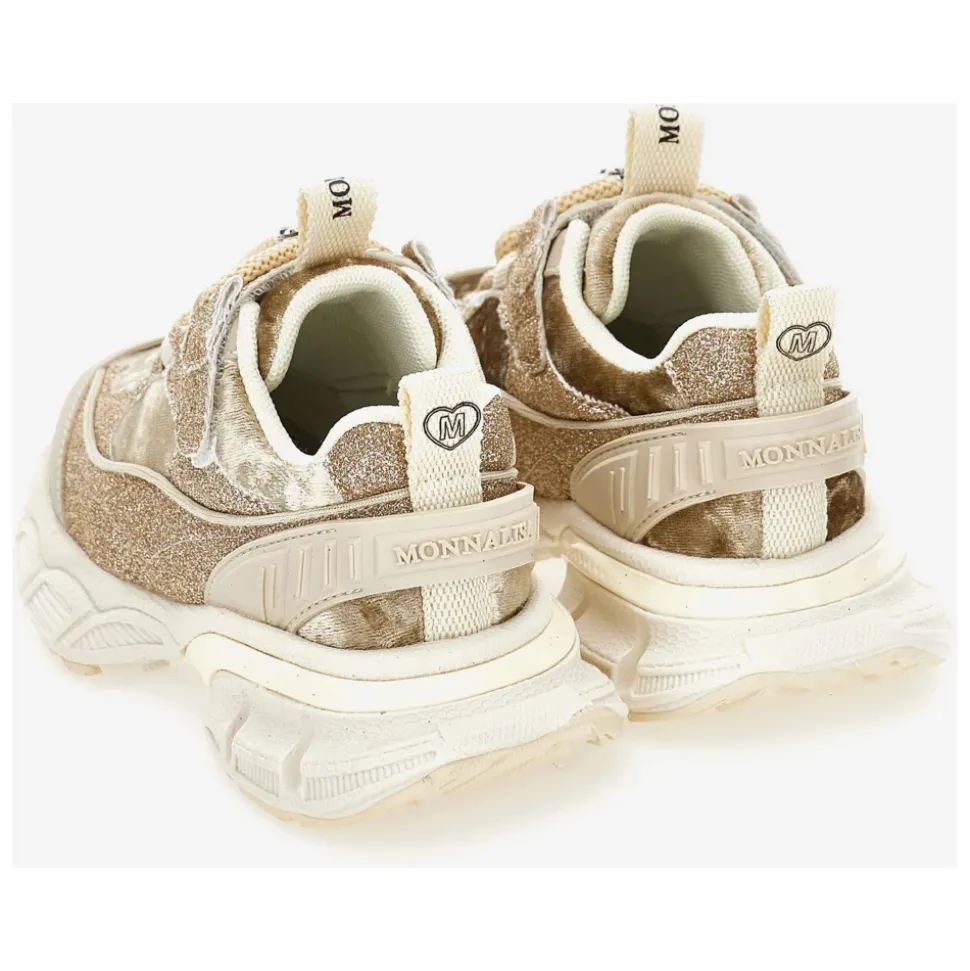 Glitter Chunky Sneakers in Beige