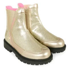 Gouden Enkellaarzen met Lurex Detail