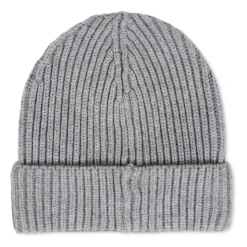 Grijze Geribbelde Gebreide Beanie Muts