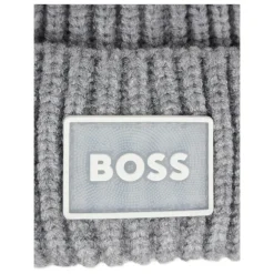 Grijze Geribbelde Gebreide Beanie Muts