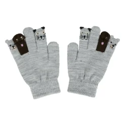 Grijze handschoenen met dierenversiering