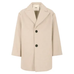 Grijze Jas met Revers en Lange Mouwen