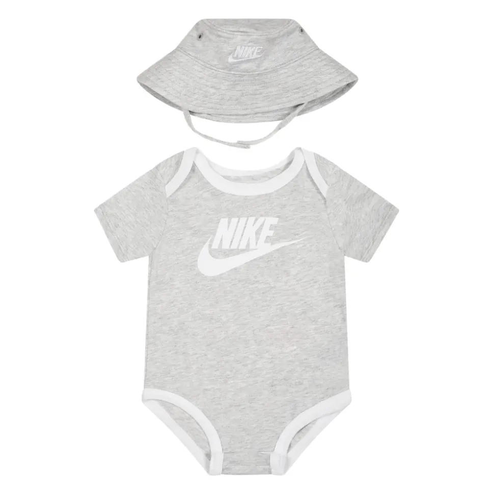 Grijze Katoenmix Body en Cloche Set