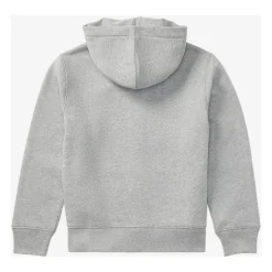 Grijze Katoenmix Rits Hoodie met Logo Borduursel