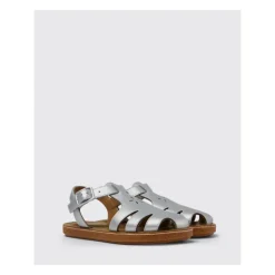 Grijze Leren Kindersandalen met Gesp