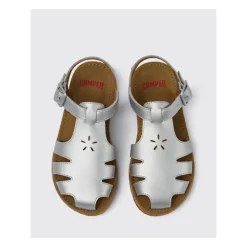 Grijze Leren Kindersandalen met Gesp