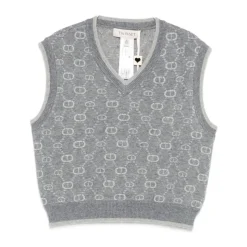Grijze Monogram Logo Vest Sweaters