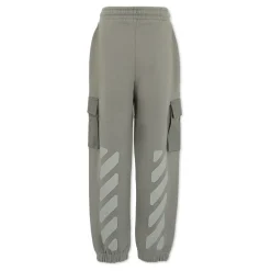 Grijze Sportieve Fleece Broek met Iconische Pijlen