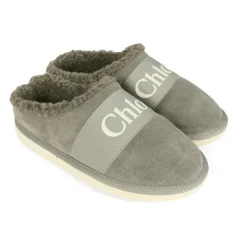 Grijze Suède Muiltjes met Nep Shearling