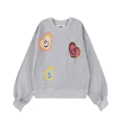 Grijze Sweatshirt met Paillet Harten