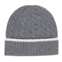 Grijze Wollen Muts met Logopatch