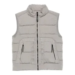Grijze Zip-Up Gewatteerde Gilet Jas
